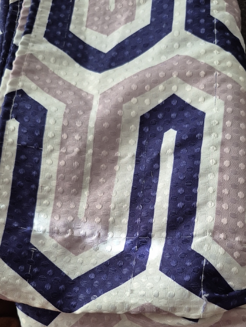 Geometric Shower Curtain - Navy & Light Mauve